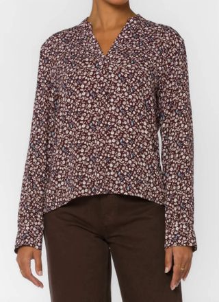 Velvet Heart Ditsy Floral Buttoned Blouse In Blackberry
