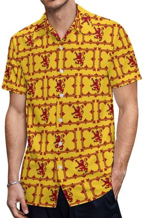 Generic Scotland Flag Hawaiian Shirts for Men Short Sleeve Button Down Casual Summer Top for Beach Party