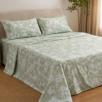 Dmora Funda N&oacute;rdica Matrimonial S&aacute;bado, Con Funda De Almohada, En Percal, Lavable A M&aacute;quina, 300x250 Cm Verde