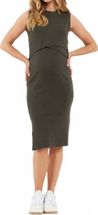 Ripe Layered Knit Nursing Dress In Khaki