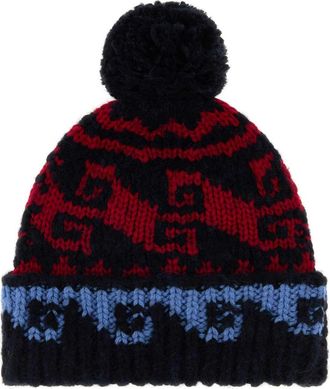 Moncler HAT Wool-Blend Jacquard Beanie - Black