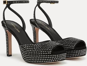 Veronica Beard Womens Brianne Crystal Platform Sandal In Black