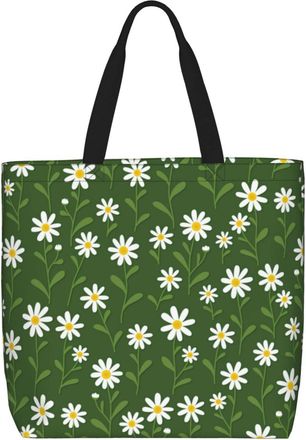 Generic Canvas Tote Bag Cute Flower Print Travel Tote Bag Large Capacity Folding Beach Travel Bags, For Christmas, Holiday, Birthday, School, Work
