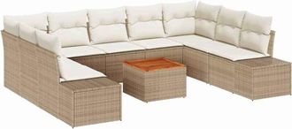 vidaXL Conjunto de sofá de jardín 10 pcs Beige, blanco Vidaxl