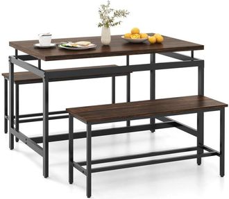 Costway Costway - 3 pcs Kitchen Dining Room Furniture Set w/ 108cm Wooden Kitchen Table