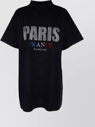Balenciaga embellished graphic print mock neck t-shirt