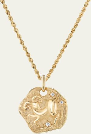 Aaryah 18K Yellow Gold Large Diamond Zodiac Pendant Necklace