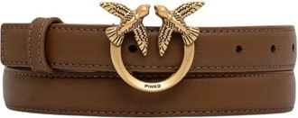 Pinko Dunne Leren Riem - Dames - Riemen - Bruin - XS - Leer - Accessoires