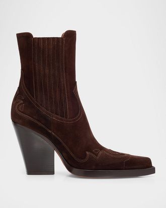 PARIS TEXAS 100mm Dallas Suede Western Ankle Boots