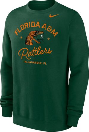 Nike Mens Club Fleece College (Florida A&M University) Mens Crew-Neck Sweatshirt in Green | M33778FAMU25-DGR