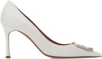 Amina Muaddi Pumps Camelia con decorazione - Bianco