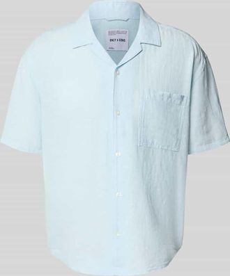 Only & Sons Relaxed Fit Freizeithemd aus Baumwoll-Leinen-Mix Modell CAIDEN in Hellblau, Gr&ouml;&szlig;e M