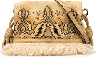 Loewe Beige Suede Tapestry Flamenco Knot Crossbody