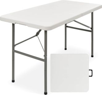 Best Choice Products 4ft Plastic Folding Table, Indoor Outdoor Heavy Duty Portable w/ Handle, Lock for Picnic