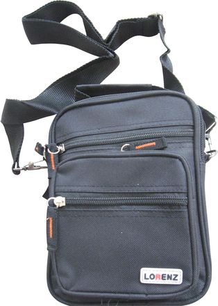 Lorenz Unisex Small Black Polyester Travel Organiser Gadget Pouch Bag - Belt loop and Shoulder Strap