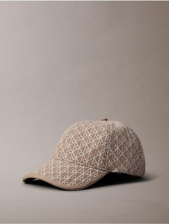 Calvin Klein Womens Allover Emblem Logo Baseball Cap - Beige/Khaki