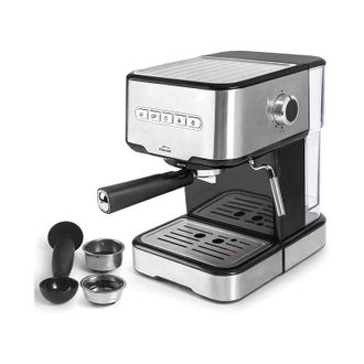 Lacor Cafetera Expresso Con 2 Salidas De Caf&eacute; Y Funci&oacute;n De Calentar/espumar La Leche, Apta Para Caf&eacute; Molido Y C&aacute;psulas