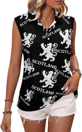 Generic Lion Rampant Scotland Scottish Women Golf Shirt Polo Tank Top Tennis Sleeveless T-Shirt Collared Vest XL