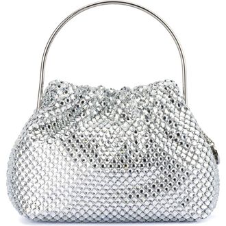Olga Berg Whitney Crystal Top Handle Clutch in Silver at Nordstrom