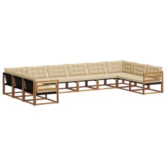 vidaXL Conjunto De Sof&aacute;s De Exterior Con Coj&iacute;n 10 Pcs Natural Y Beige Vidaxl