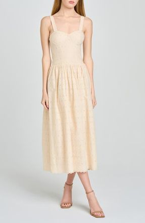 Wayf Lillian Eyelet Cotton Midi Dress in Beige at Nordstrom, Size X-Large