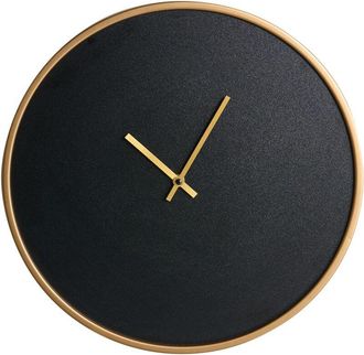Beliani Reloj De Pared Moderno Industrial De Estilo Minimalista En Tono Dorado Mdf Negro Mate Lucens