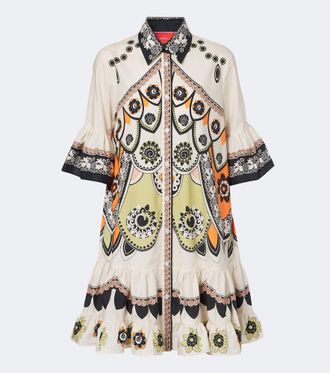La DoubleJ Vestido corto de popel&iacute;n de algod&oacute;n estampado