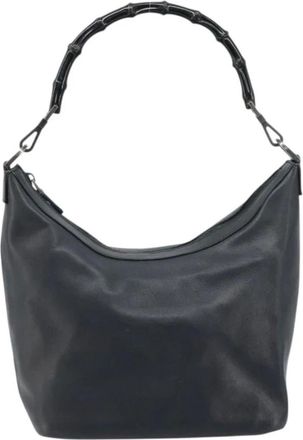 Gucci Pre-owned Shoulder Bags, female, Black, Size: ONE SIZE Pre-owned Vintage Bamboo Handle Hobo Bag