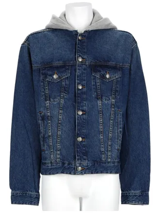 Palm Angels Medium Blue Hooded Layered Denim Jacket