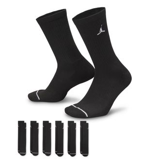 Nike Jordan Everyday Cushioned Crew Socks (6 Pairs) in Black | HV6228-010