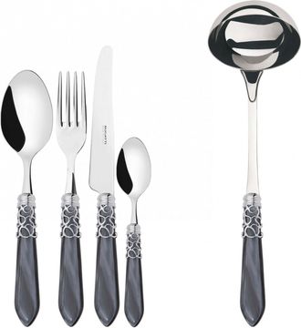 Bugatti Melodia Ghiera Cromata, Posate Set 49 Pz, Scatola Legno Weng&egrave;, Casa Bugatti - Colore: Nero