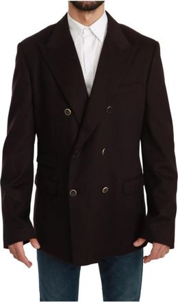 Dolce & Gabbana Prachtige Bordeaux Dubbel Breasted Blazer - Heren - Blazers - Rood - 3XL - Kasjmier - Jassen