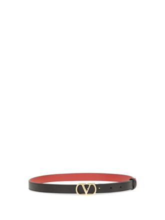 Valentino Garavani Womens Reversible Vlogo Signature Belt Nero-Rouge Pur Calf Leather Bos Taurus E Braces Nero/rouge