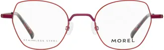 MOREL 20148K Geometric Full-Rim Eyeglasses - Burgundy