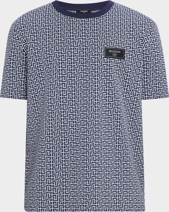 Balmain Mens Allover Monogram T-Shirt