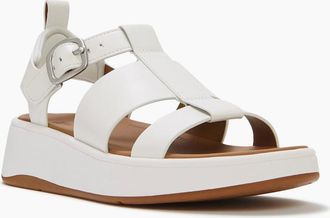 FitFlop Womens Fitflop F-Mode Fisherman Leather Womens Urban White Narrow Fit Sandals - Size: 7