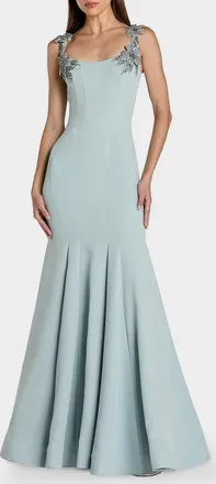 Mac Duggal Embellished Crepe Mermaid Gown