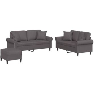 vidaXL Vidaxl - Set di Divani 3 pz con Cuscini Grigio in Similpelle