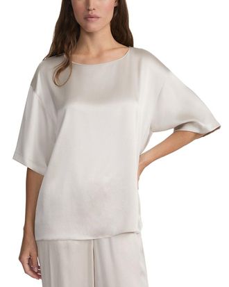 Lafayette 148 New York Petite Crewneck Silk Blouse