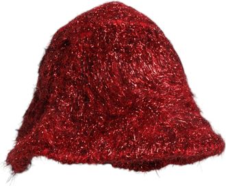 Dolce & Gabbana Womens Red Viscose Tinsel Wide Brim Bucket Hat