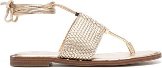 Michael Michael Kors interwoven ankle-tie sandals - women - Rubber/Calf Leather/Rubber/Rubber - 8.5 - Gold