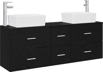 vidaXL Juego De Muebles De Ba&ntilde;o 3 Uds. Negro 53 X 34,5 X 63 Cm Vidaxl