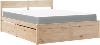 vidaXL Bed with Drawers and Mattress 140x200 cm Solid Wood Pine Vidaxl