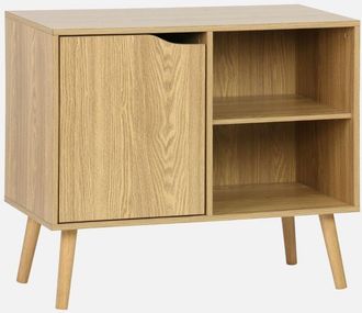 Sweeek Sweeek - Credenza effetto noce 1 anta, 2 ripiani, 80cm