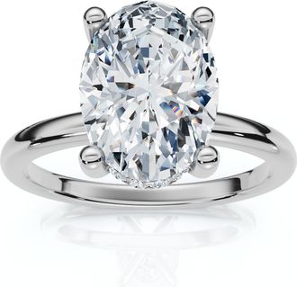 Pompeii3 2 1/10Ct Oval Diamond Side Halo Engagement Ring 14k Gold or Platinum Lab Grown