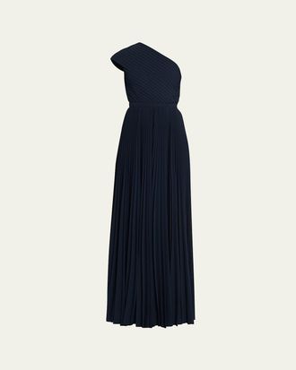 Michael Kors Pleated One-Shoulder Gown