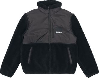 Puma Sherpa Contrasting Colors Sports lambs wool Stand Collar Logo Jacket Black 846325-01