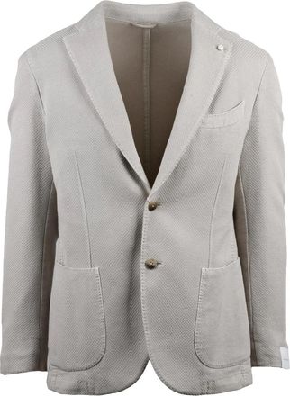 Lubiam Beige Cotton Jacket with Textured Fabric and Modern Fit