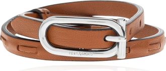 Ferragamo Gancini Leren Armband - Heren - Armbanden - Bruin - ONE Size - Leer - Accessoires