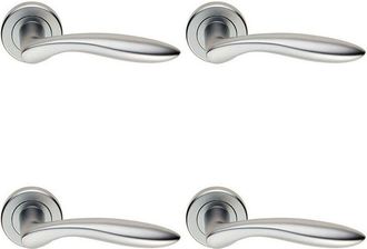Loops 4x PAIR Smooth Ergonomic Handle on Round Rose Concealed Fix Satin Chrome